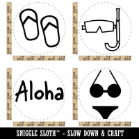 Tropical Vacation Flip Flops Aloha Snorkel Bikini Rubber Stamp Set for Stamping Crafting Planners