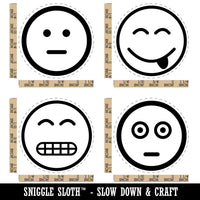 Emoticon Faces Scared Neutral Grimace Tongue Out Rubber Stamp Set for Stamping Crafting Planners