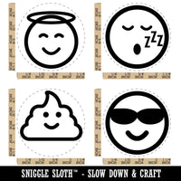 Emoticon Faces Angel Smile Poop Sleeping Sunglasses Happy Rubber Stamp Set for Stamping Crafting Planners