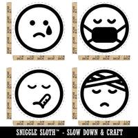 Emoticon Faces Sick Mask Thermometer Bandage Sad Tear Rubber Stamp Set for Stamping Crafting Planners