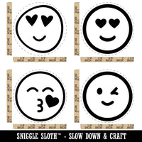 Emoticon Faces Heart Eyes Love Wink Kiss Rubber Stamp Set for Stamping Crafting Planners