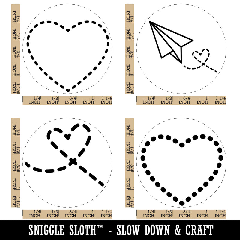 Heart Dashed Dotted Outline Love Rubber Stamp Set for Stamping Crafting Planners