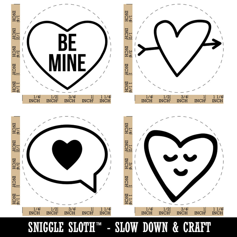 Romance Love Valentine's Be Mine Heart Outline Arrow Rubber Stamp Set for Stamping Crafting Planners