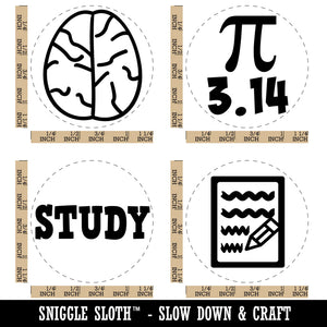 Smart Brainy School Student Pi Math English Writing Rubber Stamp Set for Stamping Crafting Planners