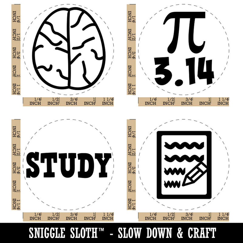 Smart Brainy School Student Pi Math English Writing Rubber Stamp Set for Stamping Crafting Planners