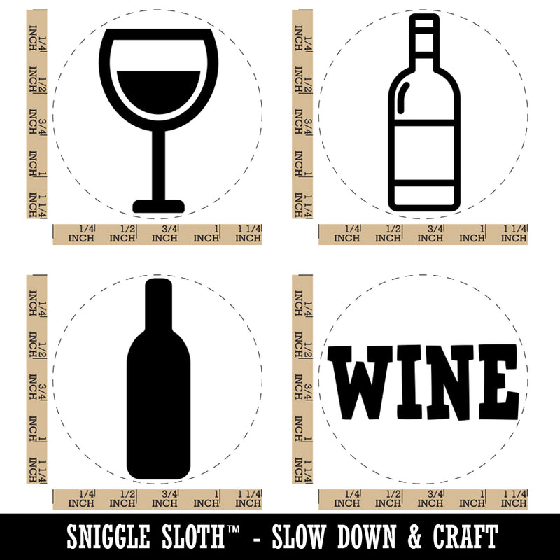 Wine Lover Bottle Glass Rubber Stamp Set for Stamping Crafting Planners
