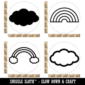 Fun Rainbows and Clouds Rubber Stamp Set for Stamping Crafting Planners