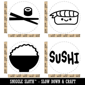 Sushi Chopsticks Rice Bowl Rubber Stamp Set for Stamping Crafting Planners