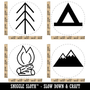 Camping Tent Tree Mountains Camp Fire Rubber Stamp Set for Stamping Crafting Planners