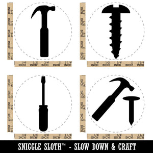 Construction Tools Hammer Nail Screwdriver Screw Rubber Stamp Set for Stamping Crafting Planners