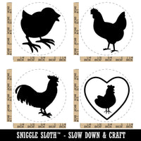 Chicken Rooster Baby Chick Egg Silhouette Rubber Stamp Set for Stamping Crafting Planners