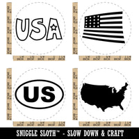 United States USA American Flag Patriotic Rubber Stamp Set for Stamping Crafting Planners