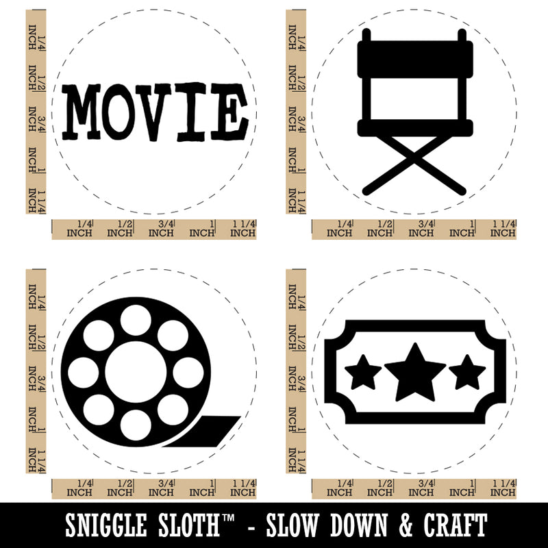 Movie Theater Film Reel Director Chair Ticket Rubber Stamp Set for Stamping Crafting Planners
