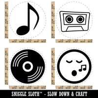 Music Lover Vinyl Record Cassette Tape Singing Note Rubber Stamp Set for Stamping Crafting Planners