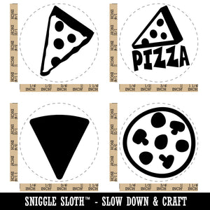 Pizza Pie Slice Triangle Pepperoni Toppings Rubber Stamp Set for Stamping Crafting Planners