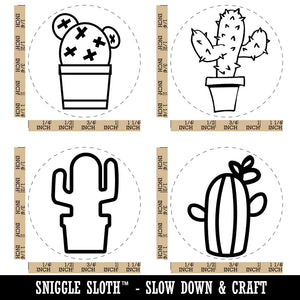 Cactus Cacti Prickly Succulent in Pot Flower Rubber Stamp Set for Stamping Crafting Planners