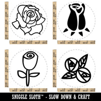 Rose Bud Blooming Flower Love Romance Rubber Stamp Set for Stamping Crafting Planners