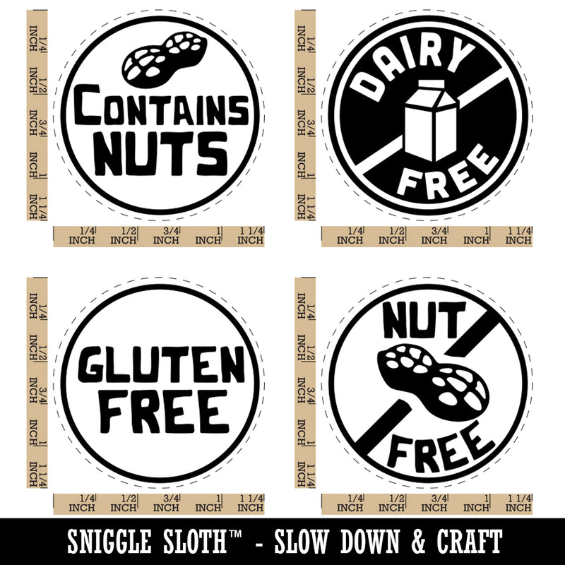 Contains Nuts Nut Gluten Dairy Free Warnings Rubber Stamp Set for Stamping Crafting Planners