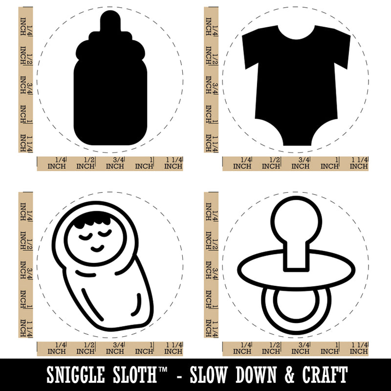 Baby Outfit Bottle Pacifier Sleeping Rubber Stamp Set for Stamping Crafting Planners