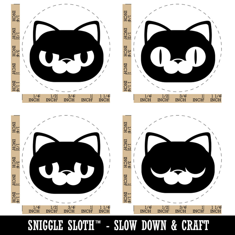 Round Cat Excited Angry Sad Sleepy Rubber Stamp Set for Stamping Crafting Planners