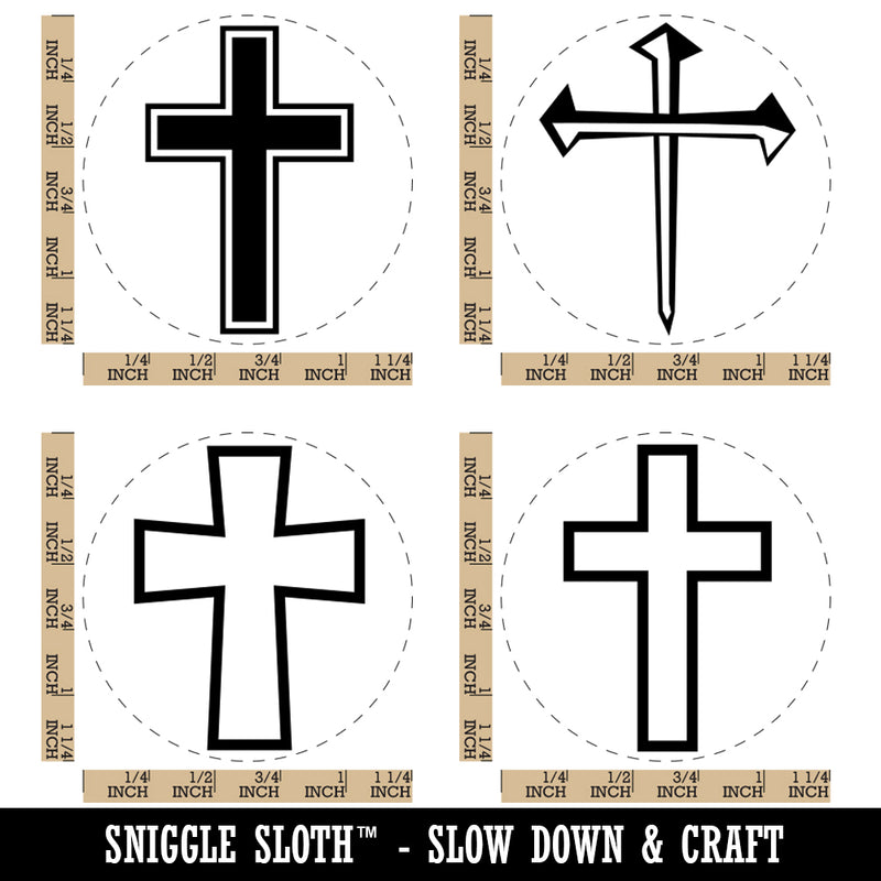 Crosses Outline 3 Nails Religious Christian Rubber Stamp Set for Stamping Crafting Planners