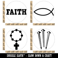 Religious Symbols Rosary 3 Nails Ichthys Fish Faith Rubber Stamp Set for Stamping Crafting Planners