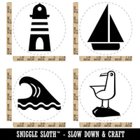 Seashore Ocean Surf Wave Lighthouse Seagull Sail Boat Rubber Stamp Set for Stamping Crafting Planners