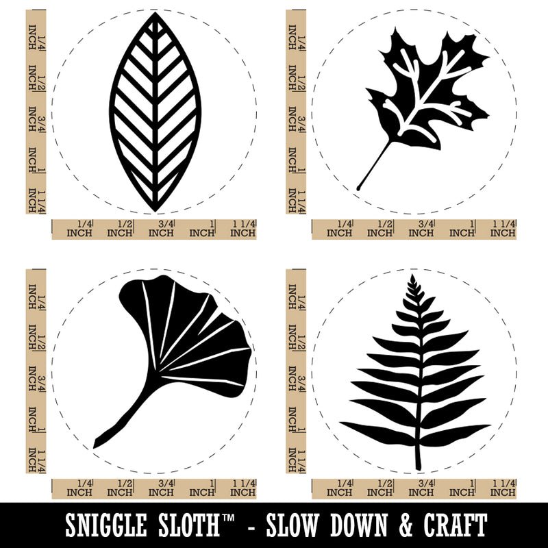 Leaf Leaves Fern Ginkgo Oak Cute Rubber Stamp Set for Stamping Crafting Planners