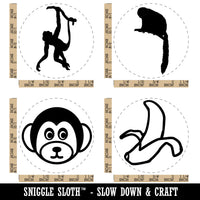 Monkey Cute Squirrel Hanging Banana Rubber Stamp Set for Stamping Crafting Planners