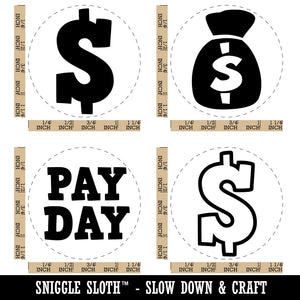 Pay Day Money Dollar Symbol Bag Rubber Stamp Set for Stamping Crafting Planners