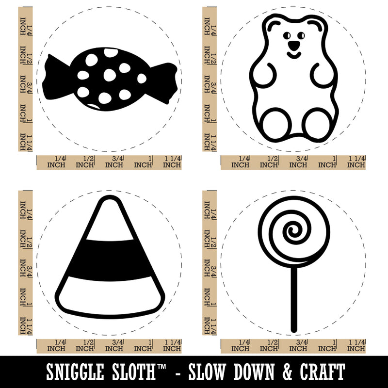 Candy Pieces Lollipop Corn Gummi Wrapped Rubber Stamp Set for Stamping Crafting Planners
