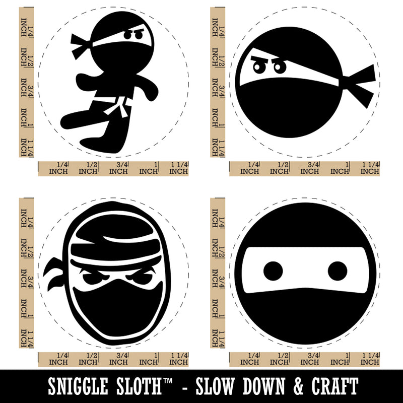Ninja Face Funny Fighting Masked Emoticon Rubber Stamp Set for Stamping Crafting Planners