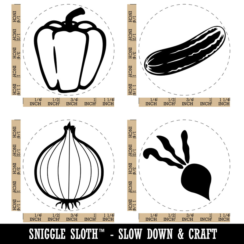 Vegetable Labels Radish Onion Cucumber Bell Pepper Rubber Stamp Set for Stamping Crafting Planners