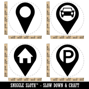 Map Location Markers Parking Car Home Rubber Stamp Set for Stamping Crafting Planners
