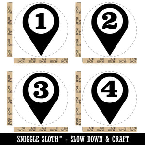 Map Location Markers 1 2 3 4 One Two Three Four Rubber Stamp Set for Stamping Crafting Planners