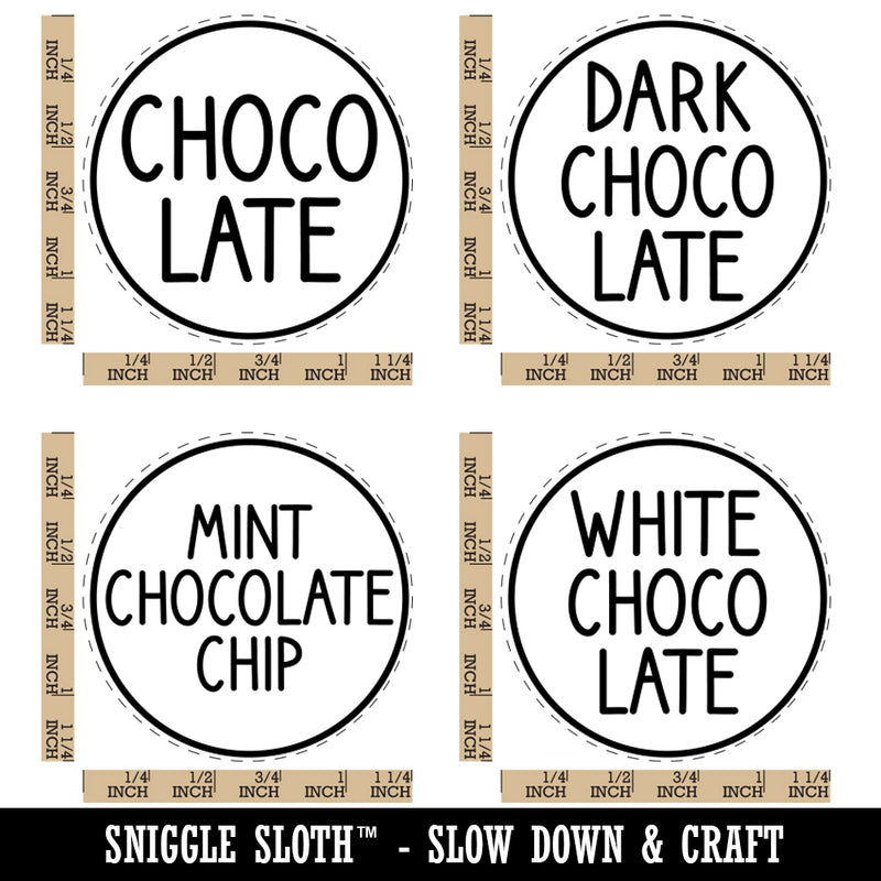 Flavor Scent Labels Chocolate Dark White Mint Rubber Stamp Set for Stamping Crafting Planners