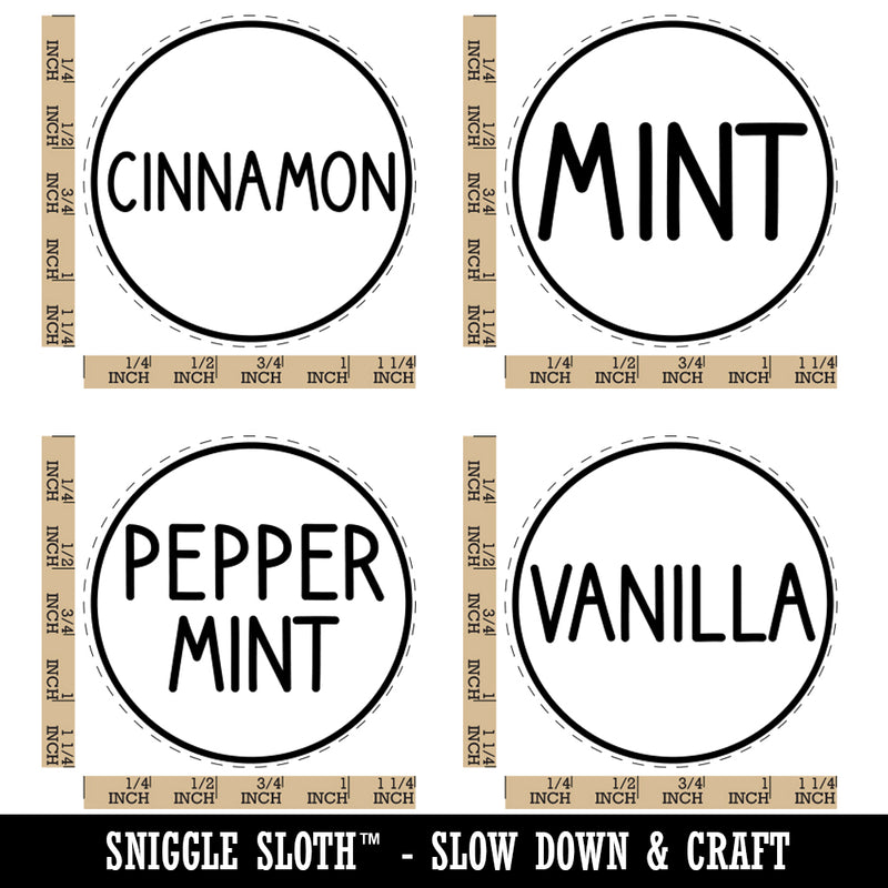 Flavor Scent Labels Vanilla Cinnamon Mint Peppermint Rubber Stamp Set for Stamping Crafting Planners