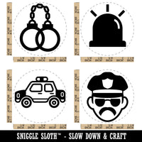 Police Officer Handcuffs Cop Car Siren Rubber Stamp Set for Stamping Crafting Planners