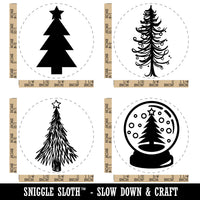 Christmas Trees Artsy Solid Snowglobe Rubber Stamp Set for Stamping Crafting Planners