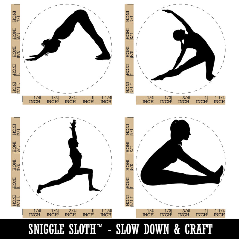 Yoga Poses High Lunge Gate Seated Forward Downward Dog Rubber Stamp Set for Stamping Crafting Planners