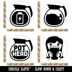 Coffee Addict Pot Head Charging Power Rubber Stamp Set for Stamping Crafting Planners