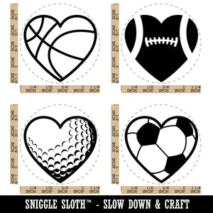 Heart Shaped Sports Soccer Golf Football Basketball Rubber Stamp Set for Stamping Crafting Planners