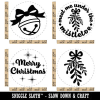 Merry Christmas Under the Mistletoe Jingle Bell Rubber Stamp Set for Stamping Crafting Planners