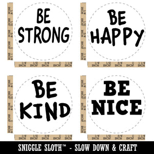 Inspirational Be Nice Kind Happy Strong Rubber Stamp Set for Stamping Crafting Planners