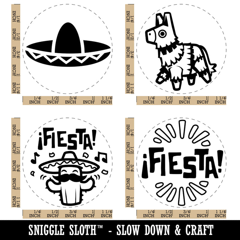 Fiesta Party Pinata Sombrero Cinco De Mayo Rubber Stamp Set for Stamping Crafting Planners