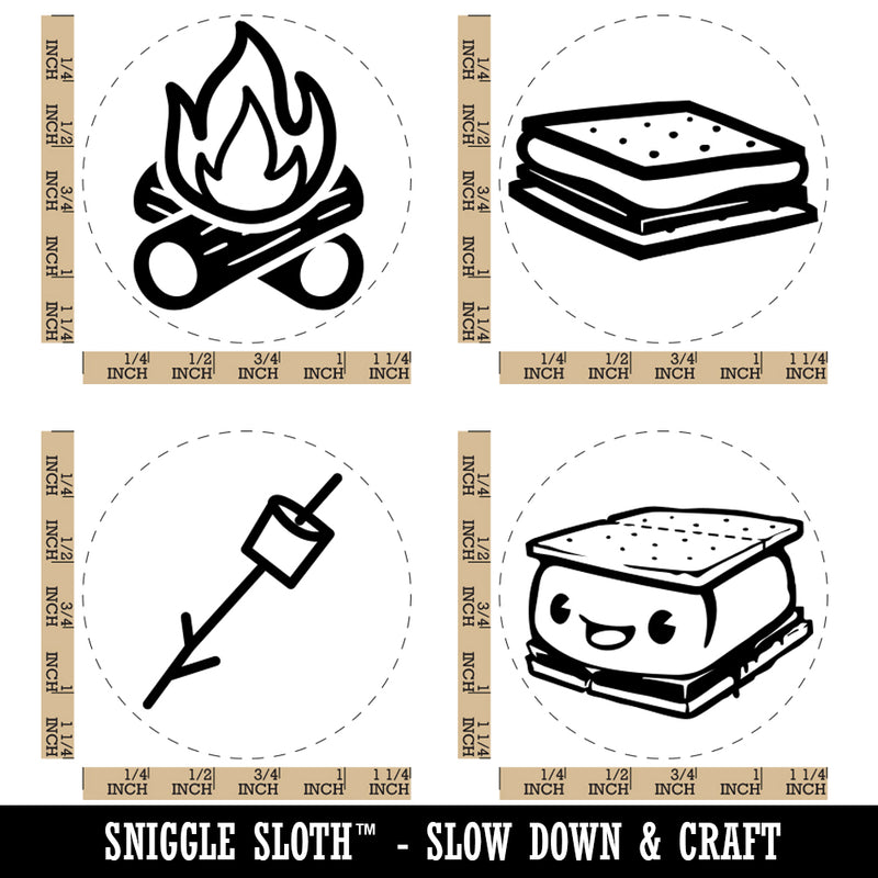 Campfire S'mores Marshmallow Camping Treats Rubber Stamp Set for Stamping Crafting Planners