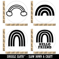 Rainbows Fun Exaggerated Clouds Hello Friend Rubber Stamp Set for Stamping Crafting Planners