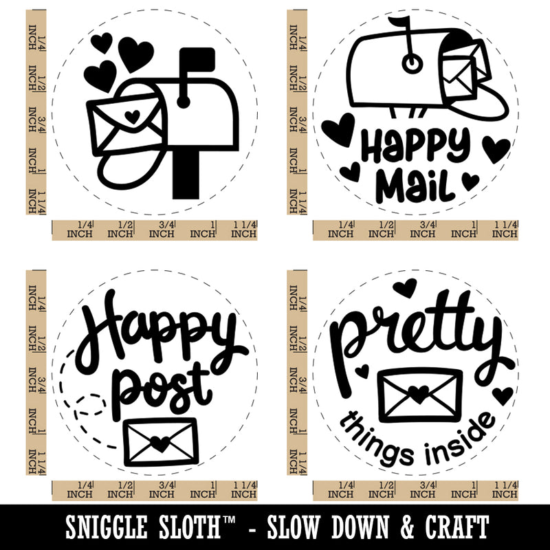 Happy Mail Post Letter Envelope Mailbox Rubber Stamp Set for Stamping Crafting Planners