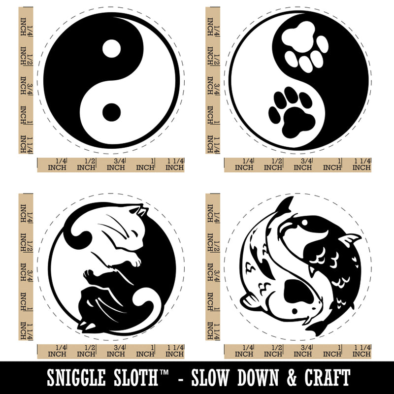 Yin Yang Symbols Koi Cats Paw Prints Rubber Stamp Set for Stamping Crafting Planners
