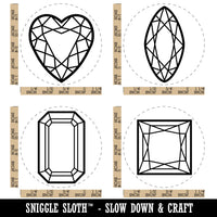 Diamond Gem Cut Styles Heart Marquise Princess Octagon Rubber Stamp Set for Stamping Crafting Planners